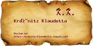 Kránitz Klaudetta névjegykártya